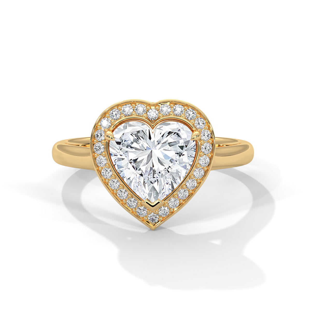 Gold ring with a diamond on a white background 