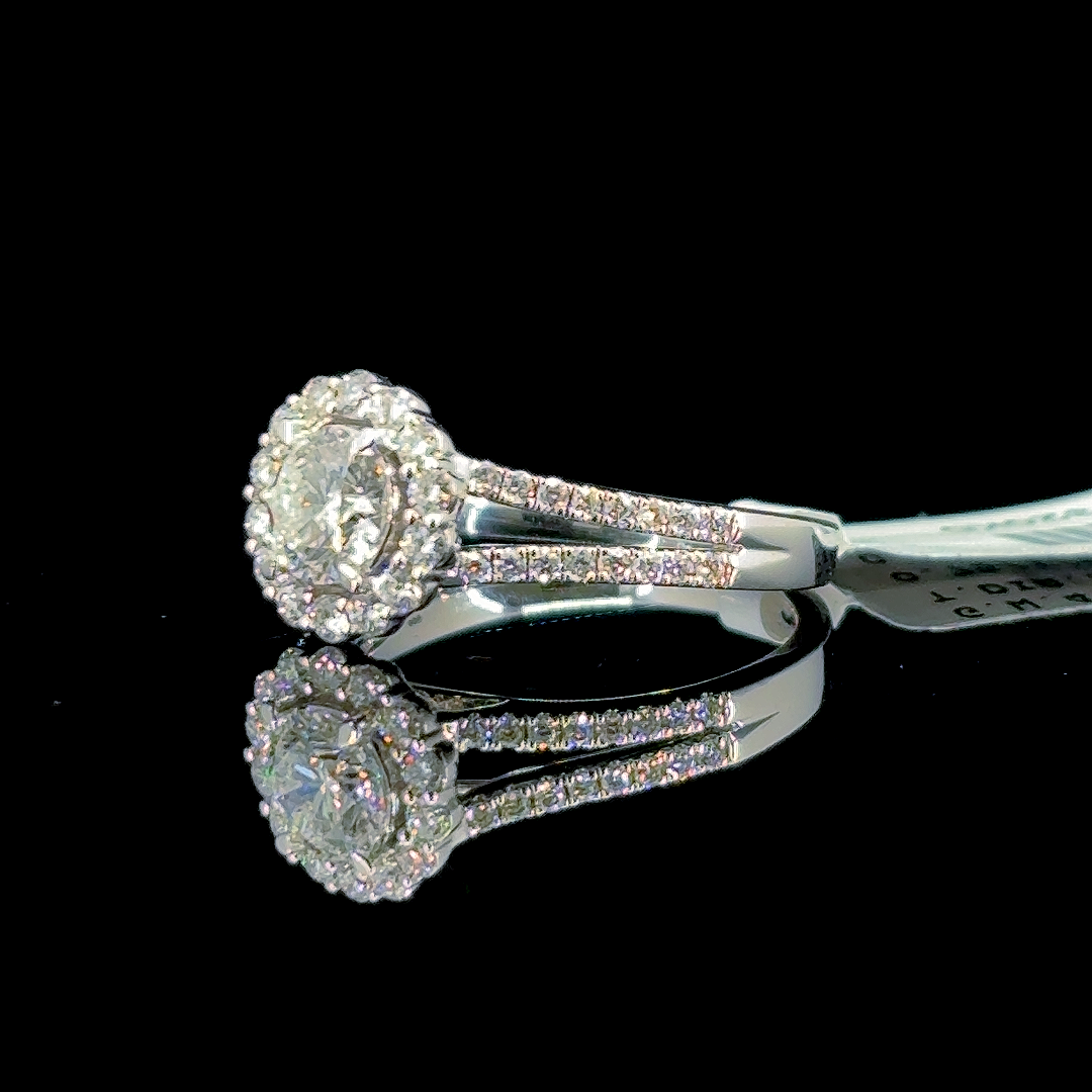 1.22 Carat Round Lab Diamond White Gold 4.11 Gram 14 Karat Engagement Ring - Size: 6.75