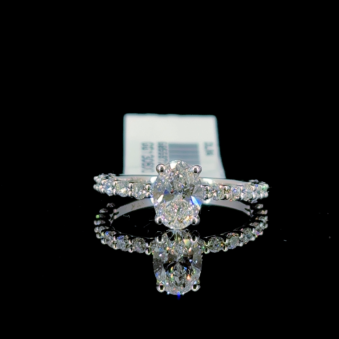 1.72 Carat Oval Lab Diamond White Gold 2.23 Gram 14 Karat Engagement Ring - Size: 7.25