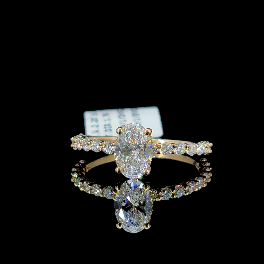 1.78 Carat Oval White Gold Engagement Ring - Size: 8