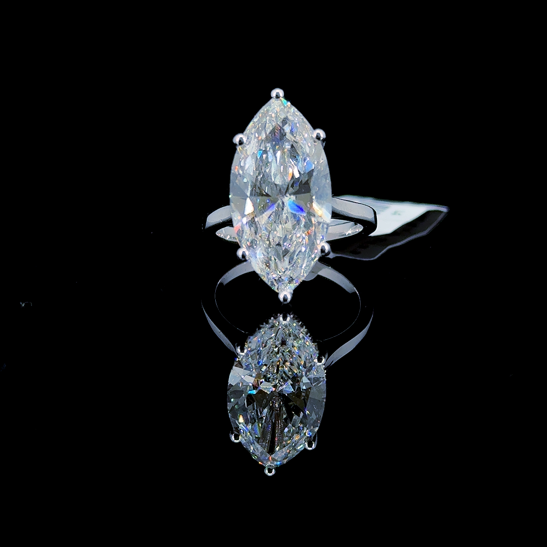 8.21 Carat Marquise Lab Diamond White Gold 6.07 Gram 14K Engagement Ring - Size: 5.75