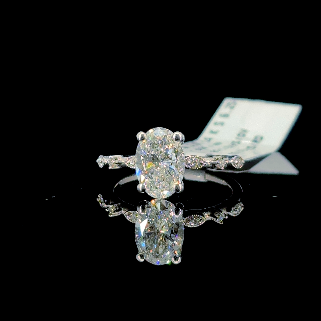 1.86 Carat Oval Lab Diamond White Gold 3.01 Gram 14 Karat Engagement Ring - Size: 6.25