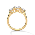 Gold ring with a large diamond on a white background 