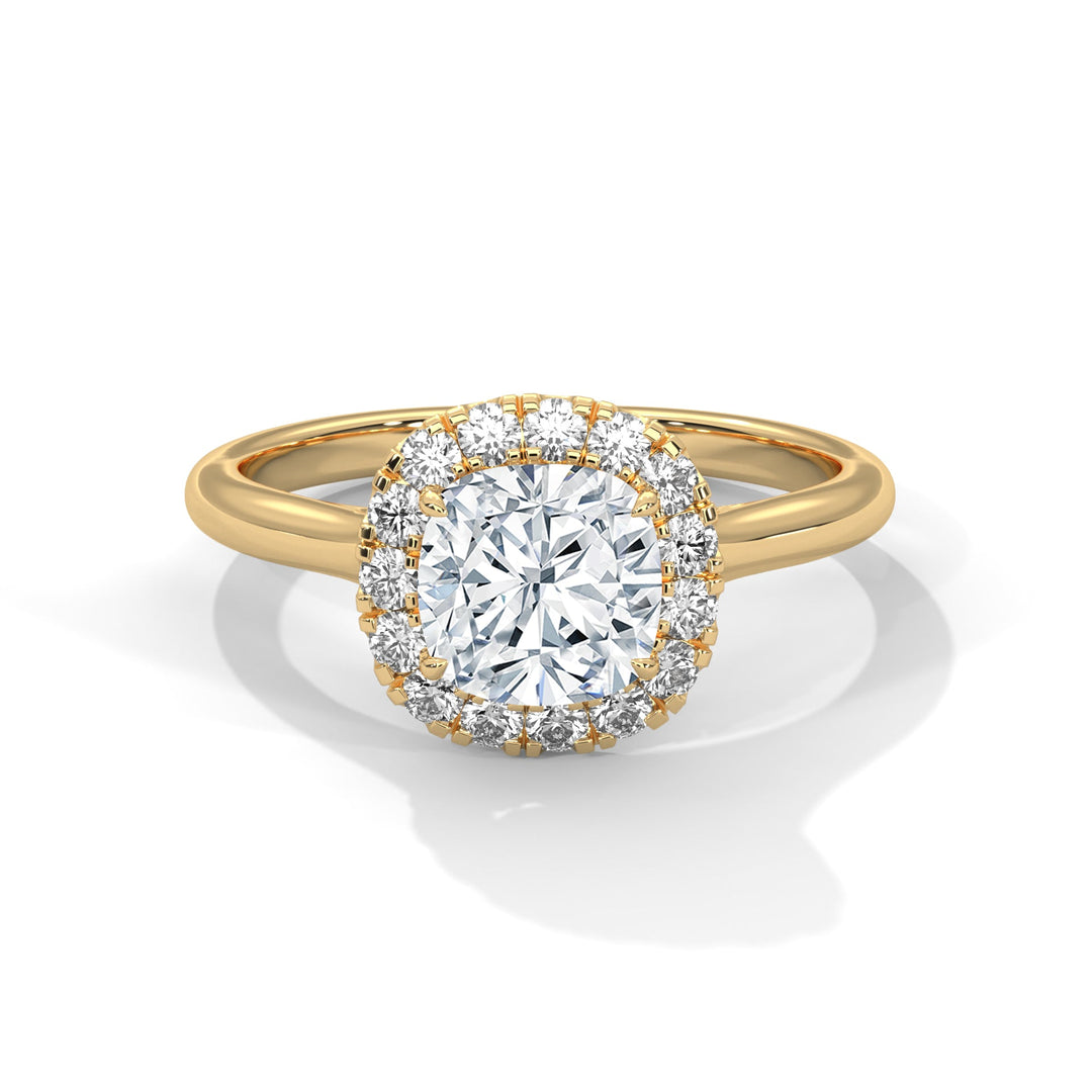 Gold ring with a large diamond on a white background #yellow-gold