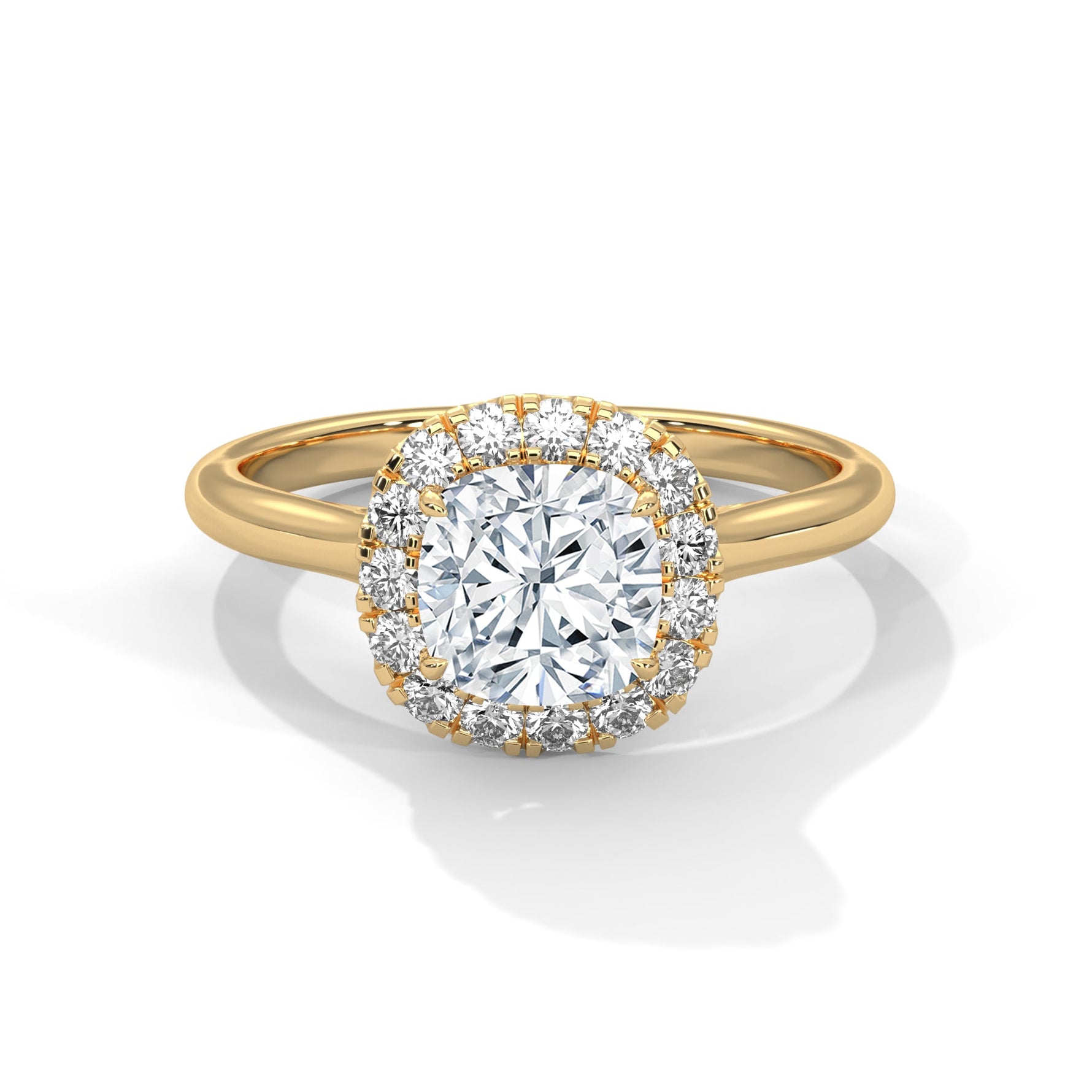 Gold ring with a large diamond on a white background #yellow-gold