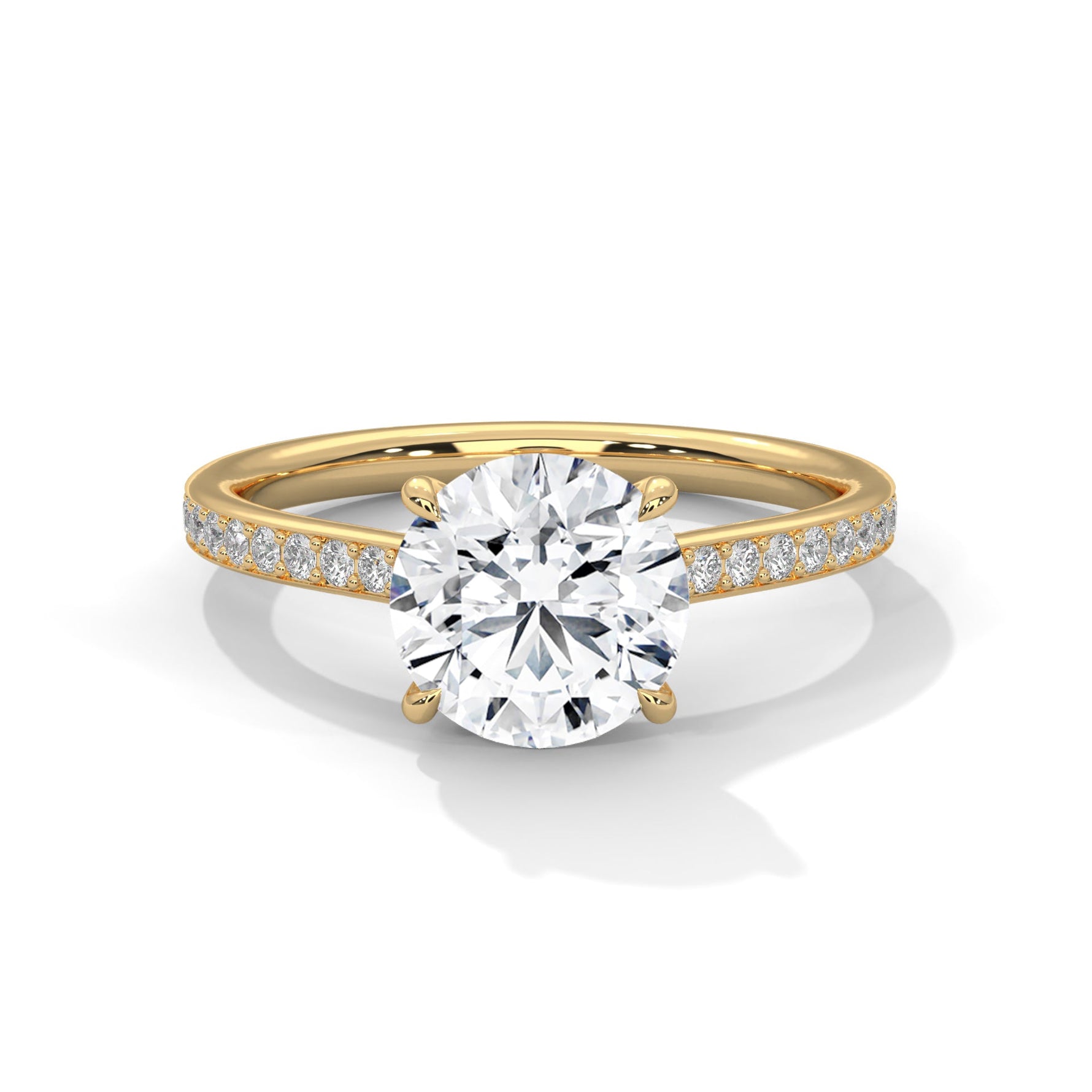 Gold ring with a large diamond on a white background #yellow-gold