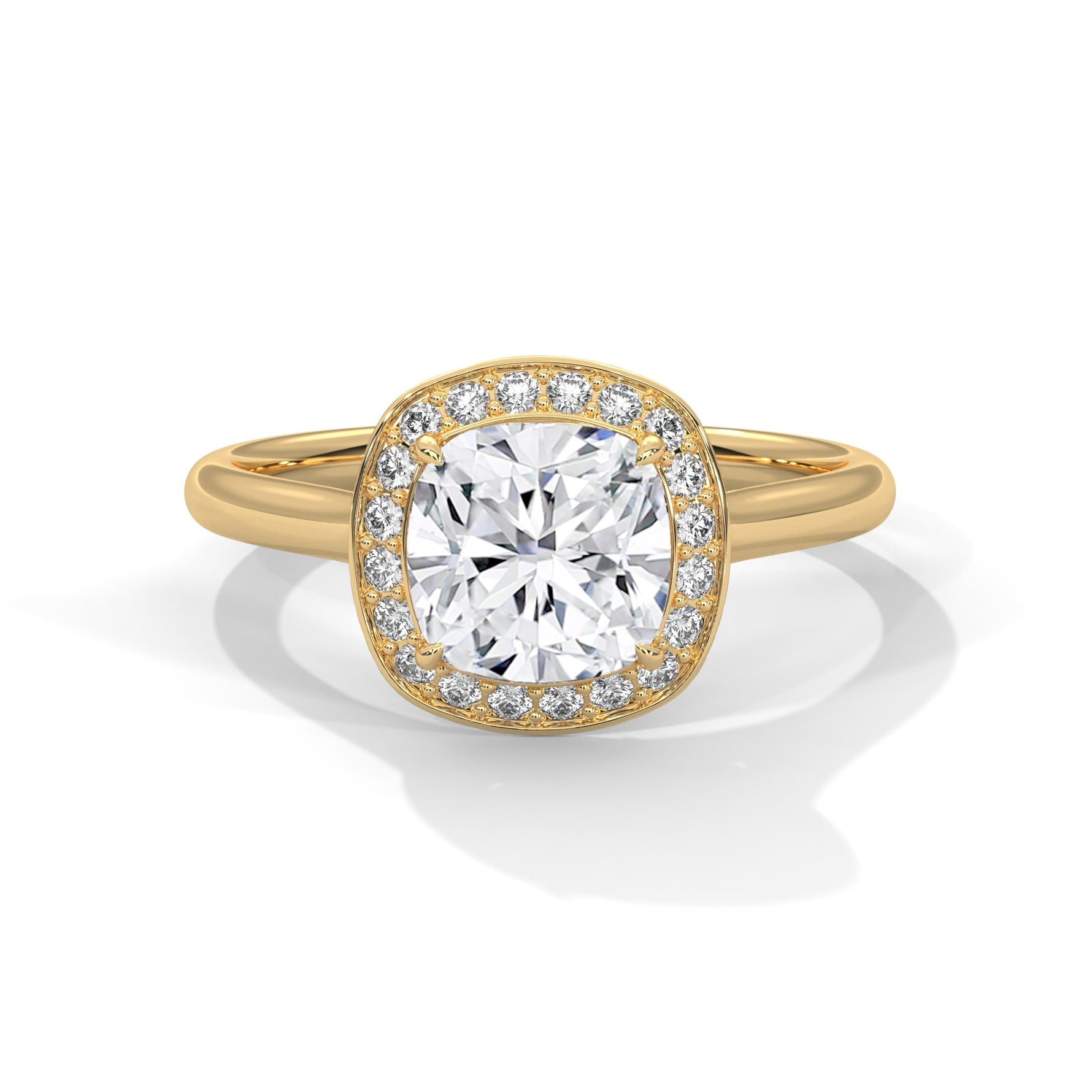 Gold ring with a large diamond on a white background #yellow-gold