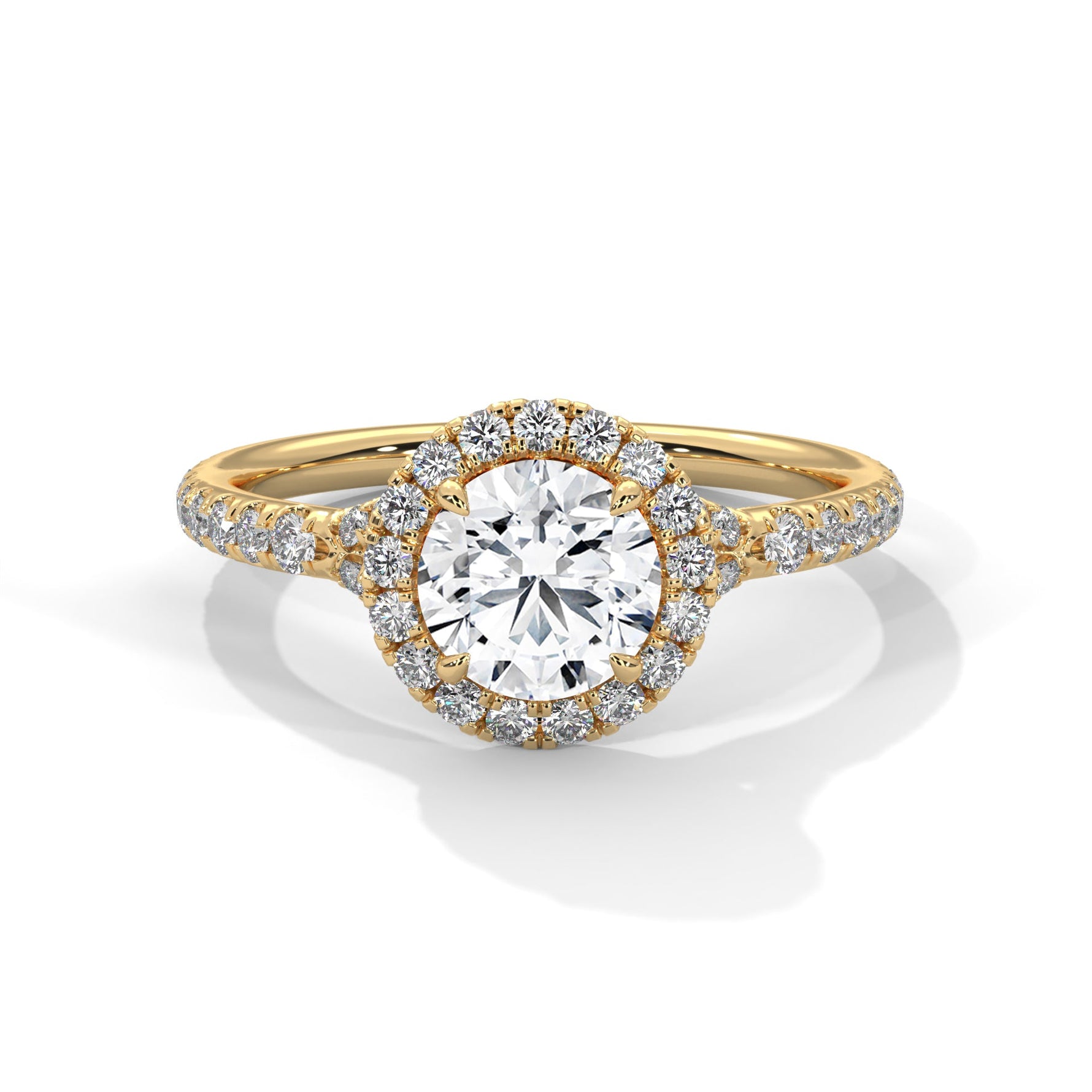 Gold ring with a large diamond on a white background #yellow-gold