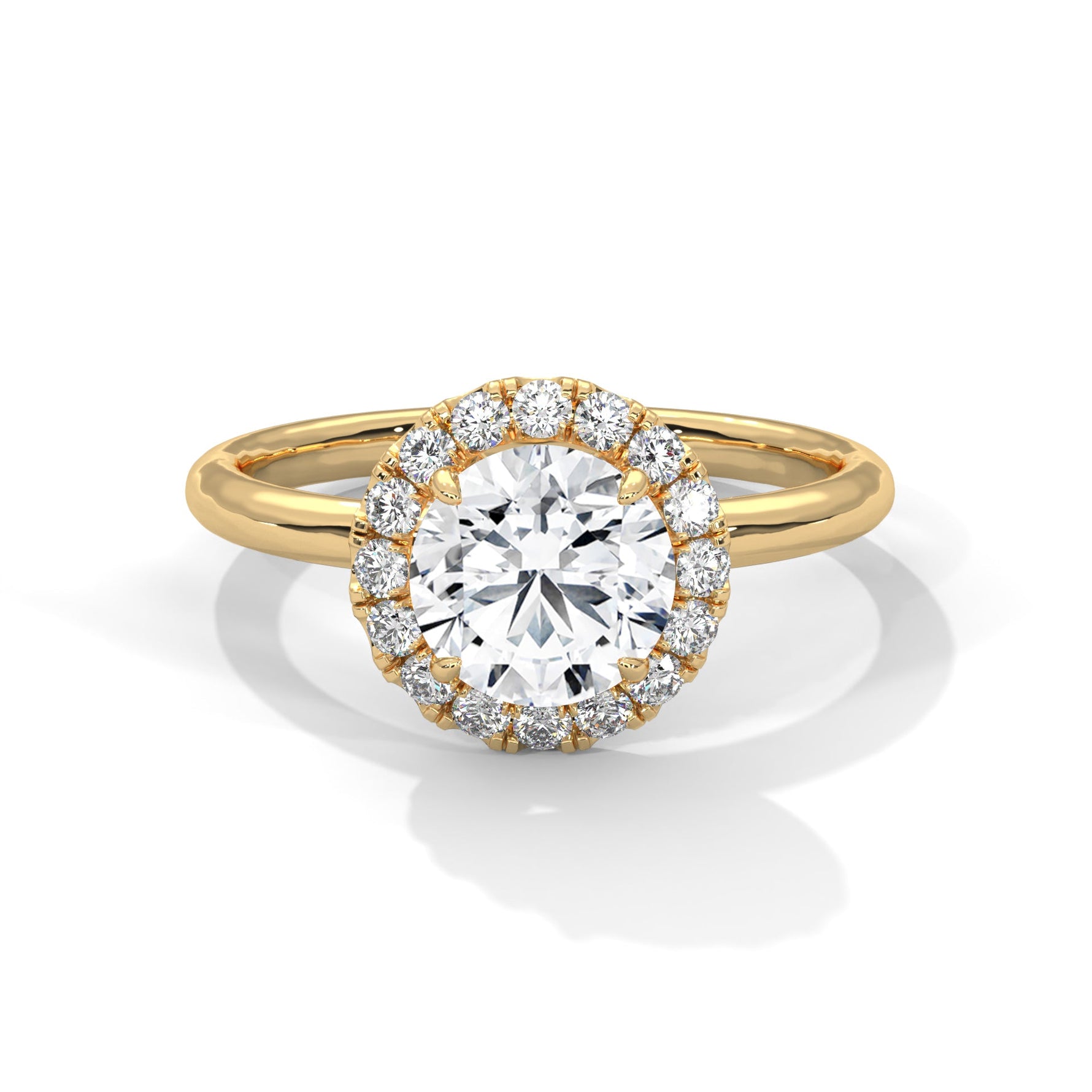 Gold ring with a large diamond on a white background #yellow-gold