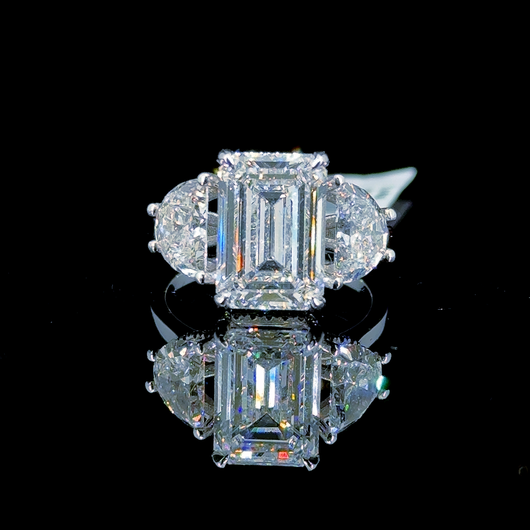 6.92 Carat Emerald Lab Diamond White Gold 5.10 Gram 14K Engagement
