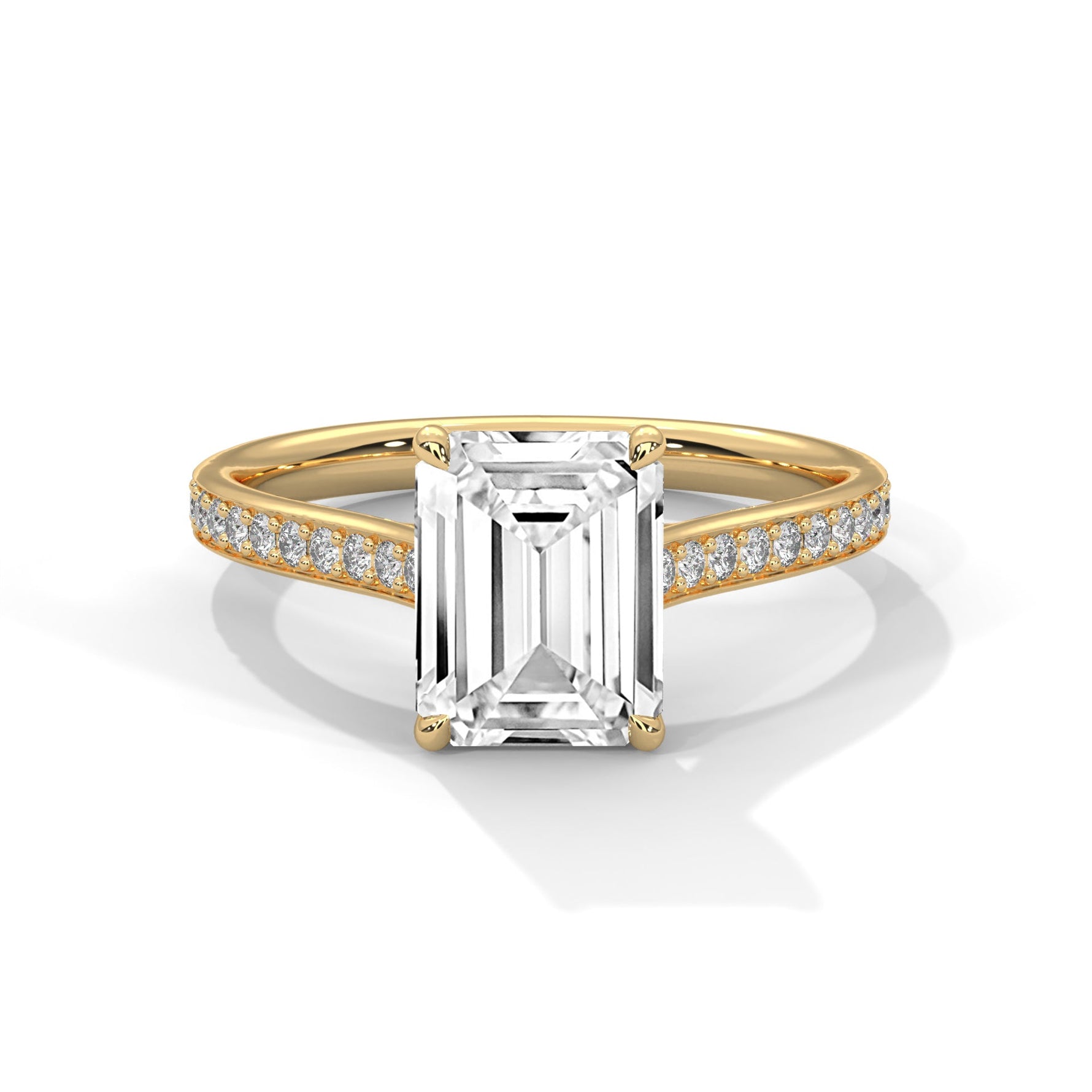 Gold ring with a large diamond on a white background #yellow-gold