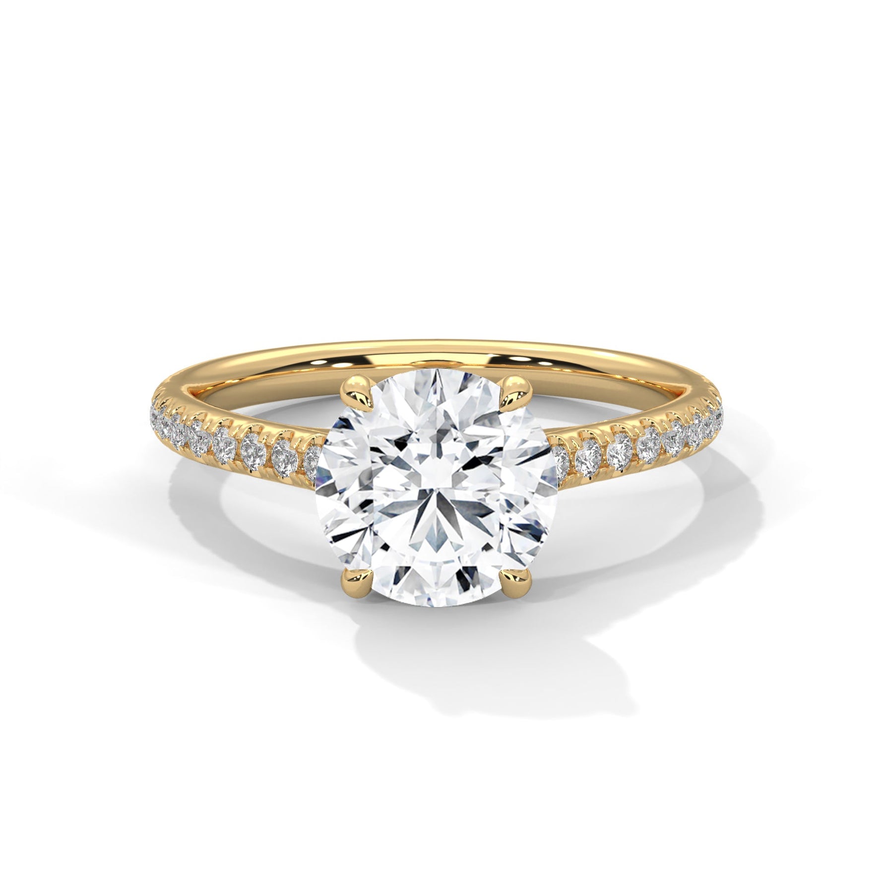 Gold ring with a large diamond on a white background #yellow-gold
