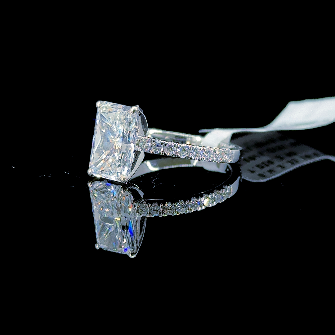 3.50 Carat Radiant Lab Diamond White Gold 3.33 Gram 14K Engagement Ring - Size: 7