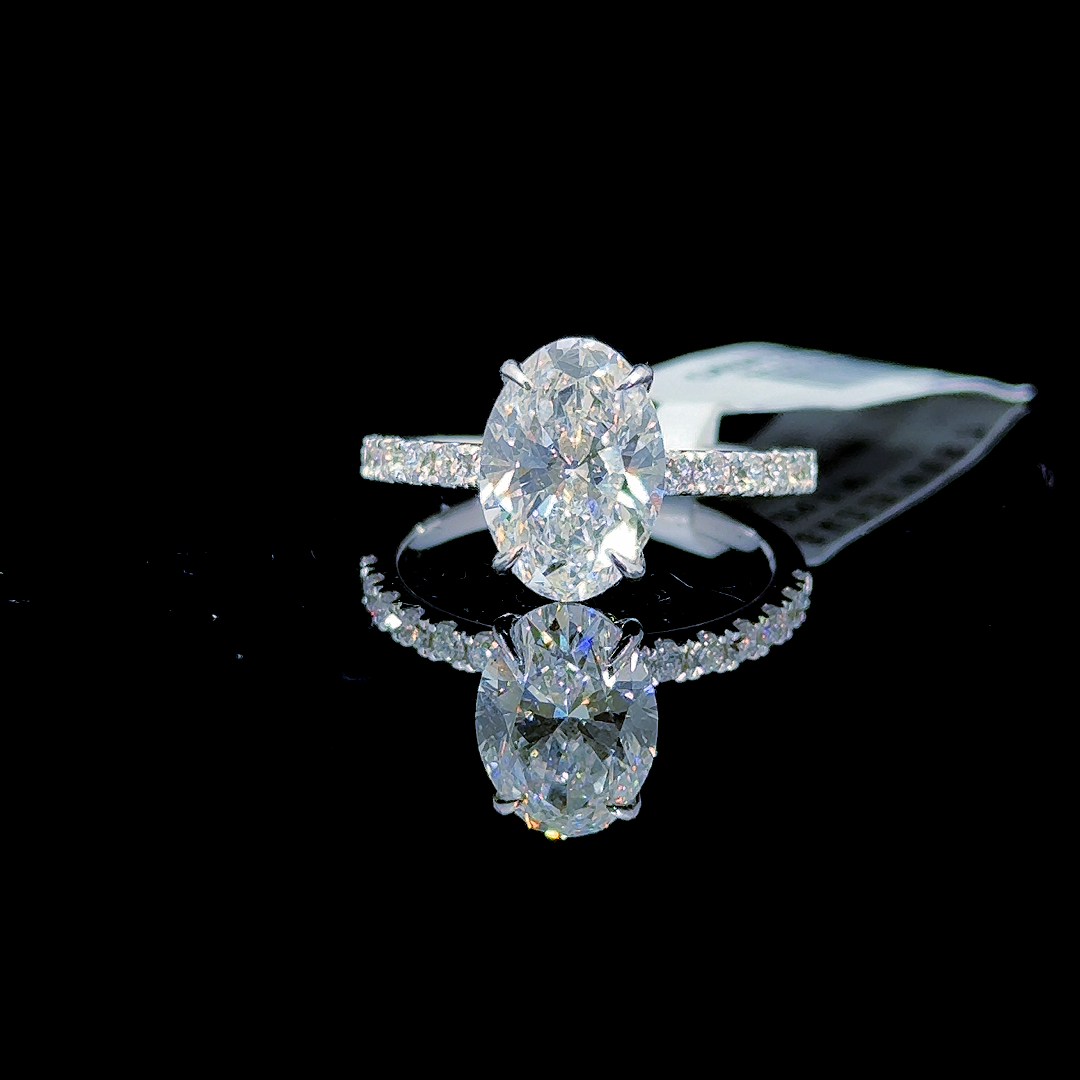3.50 Carat Oval Lab Diamond White Gold 3.15 Gram 14K Engagement Ring - Size: 7