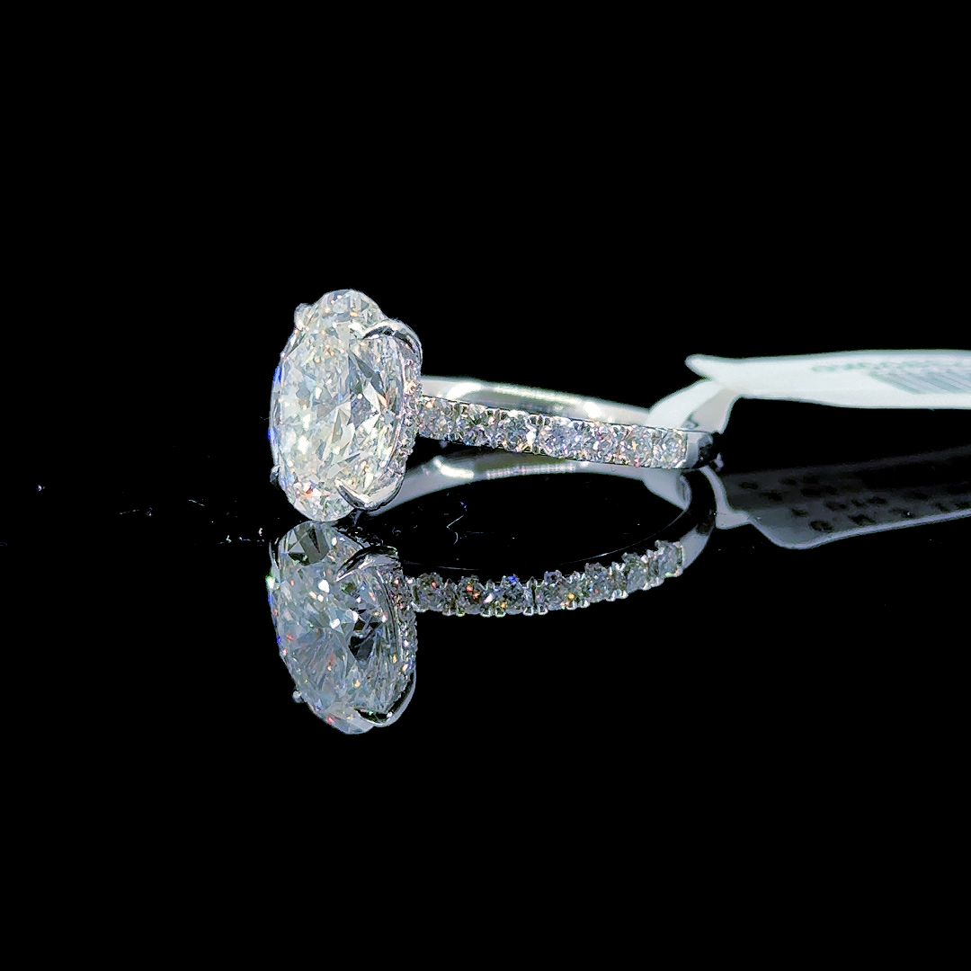 3.50 Carat Oval Lab Diamond White Gold 3.15 Gram 14K Engagement Ring - Size: 7