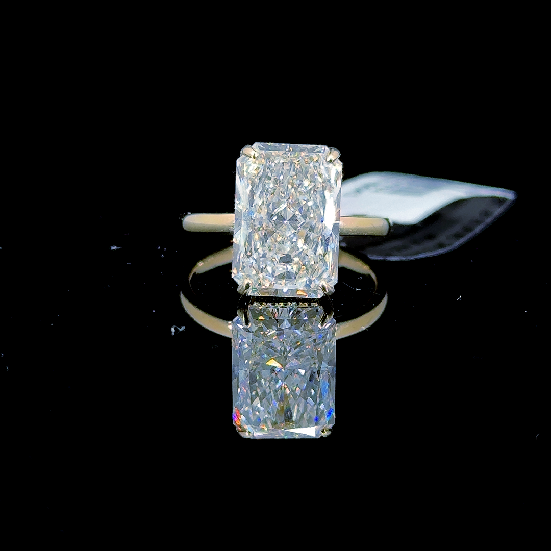 6.05 Carat Radiant Lab Diamond Yellow Gold 3.82 Gram 14K Engagement Ring - Size: 6.75
