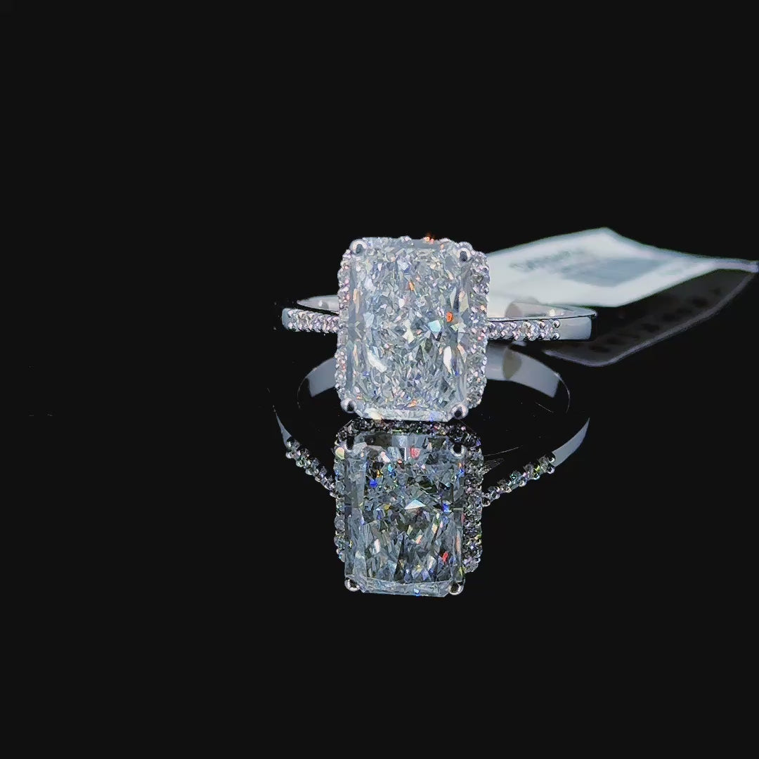 3.45 Carat Radiant Lab Diamond White Gold 3.70 Gram 14K Engagement Ring - Size: 7
