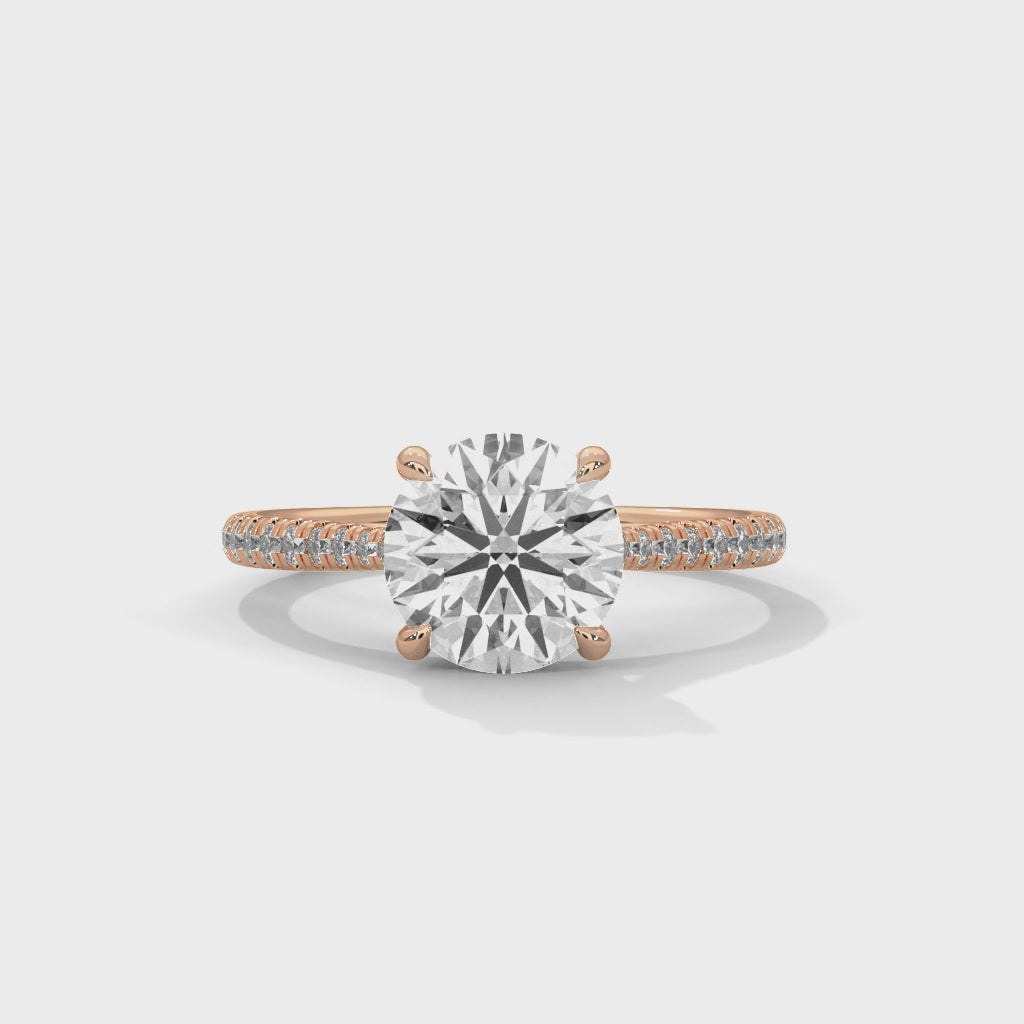Round Brilliant Cut Diamond Pavé Engagement Ring
