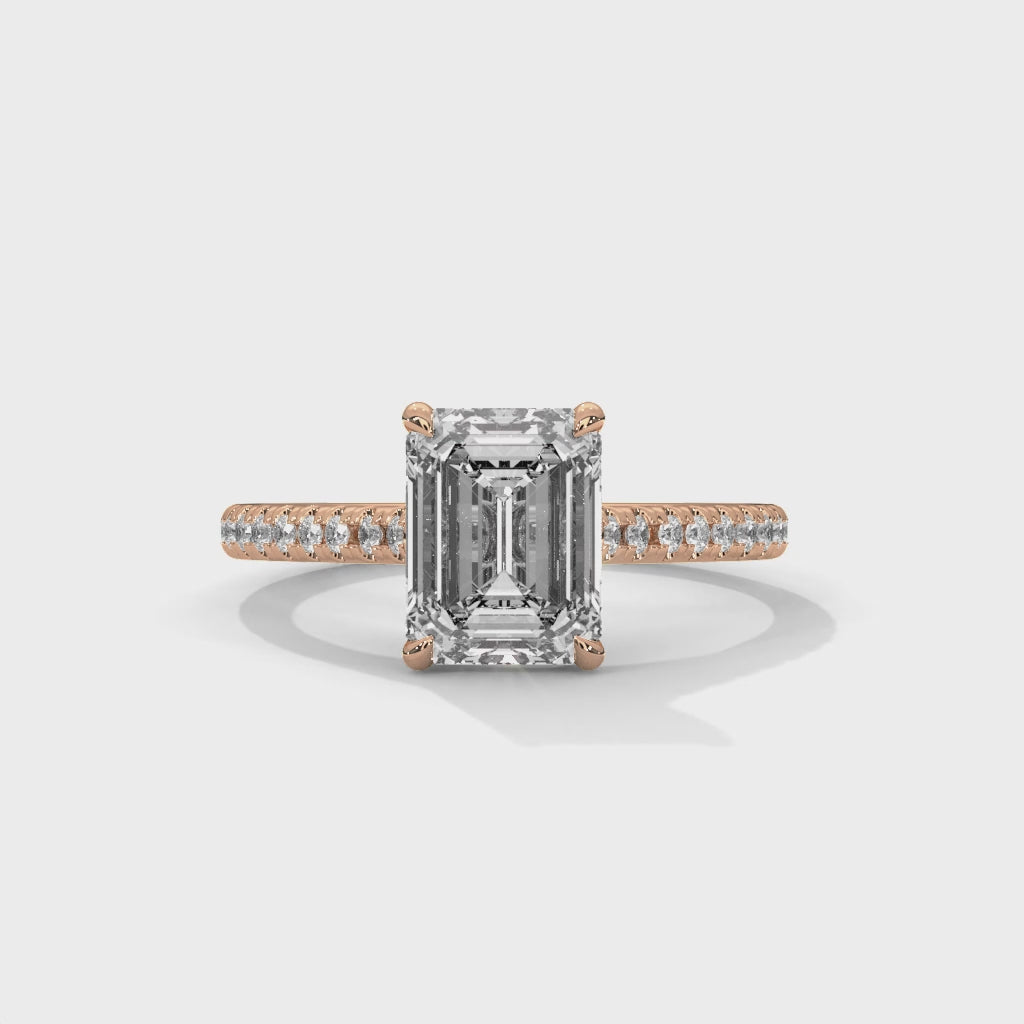 Emerald Cut Diamond Pavé Engagement Ring