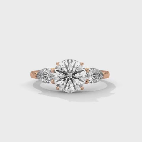 Three-Stone Round and Pear Diamond Engagement Ring