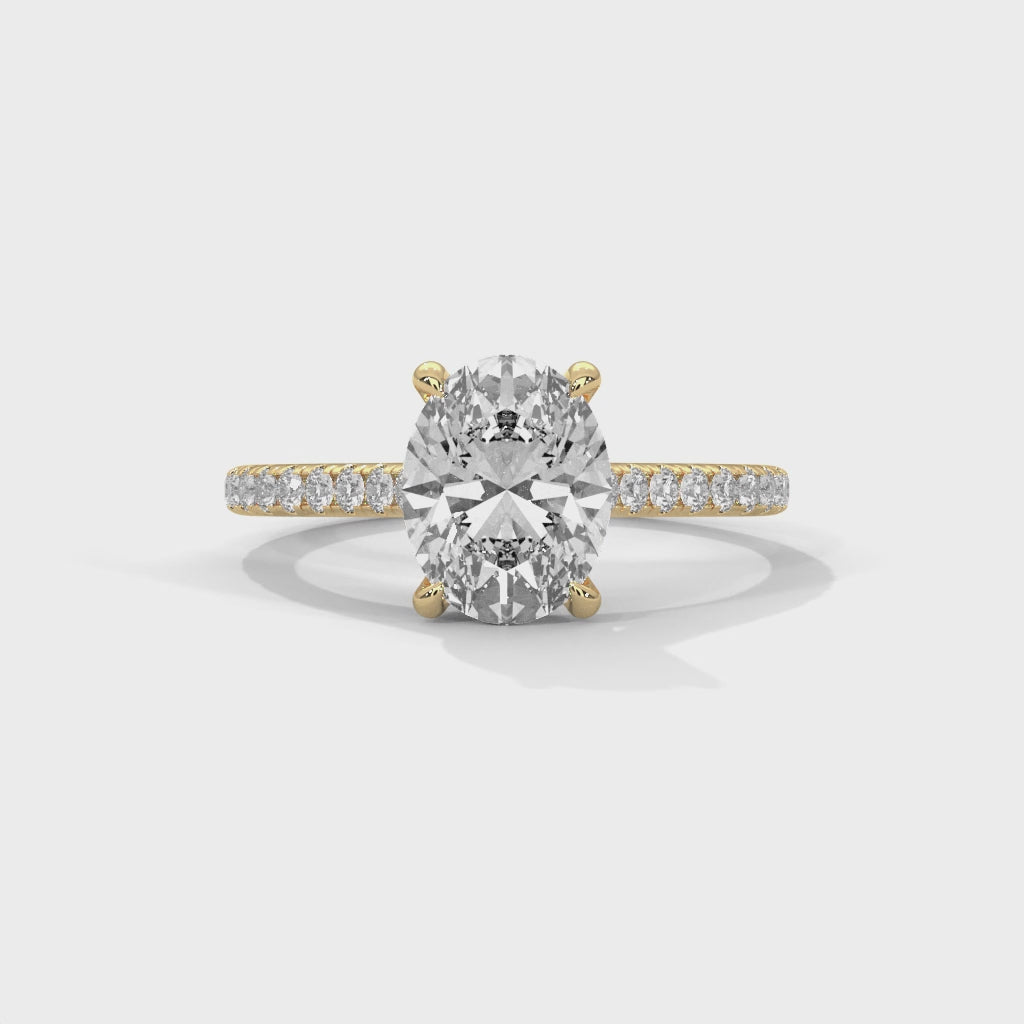 Oval Cut Diamond Engagement Ring with Pavé Band