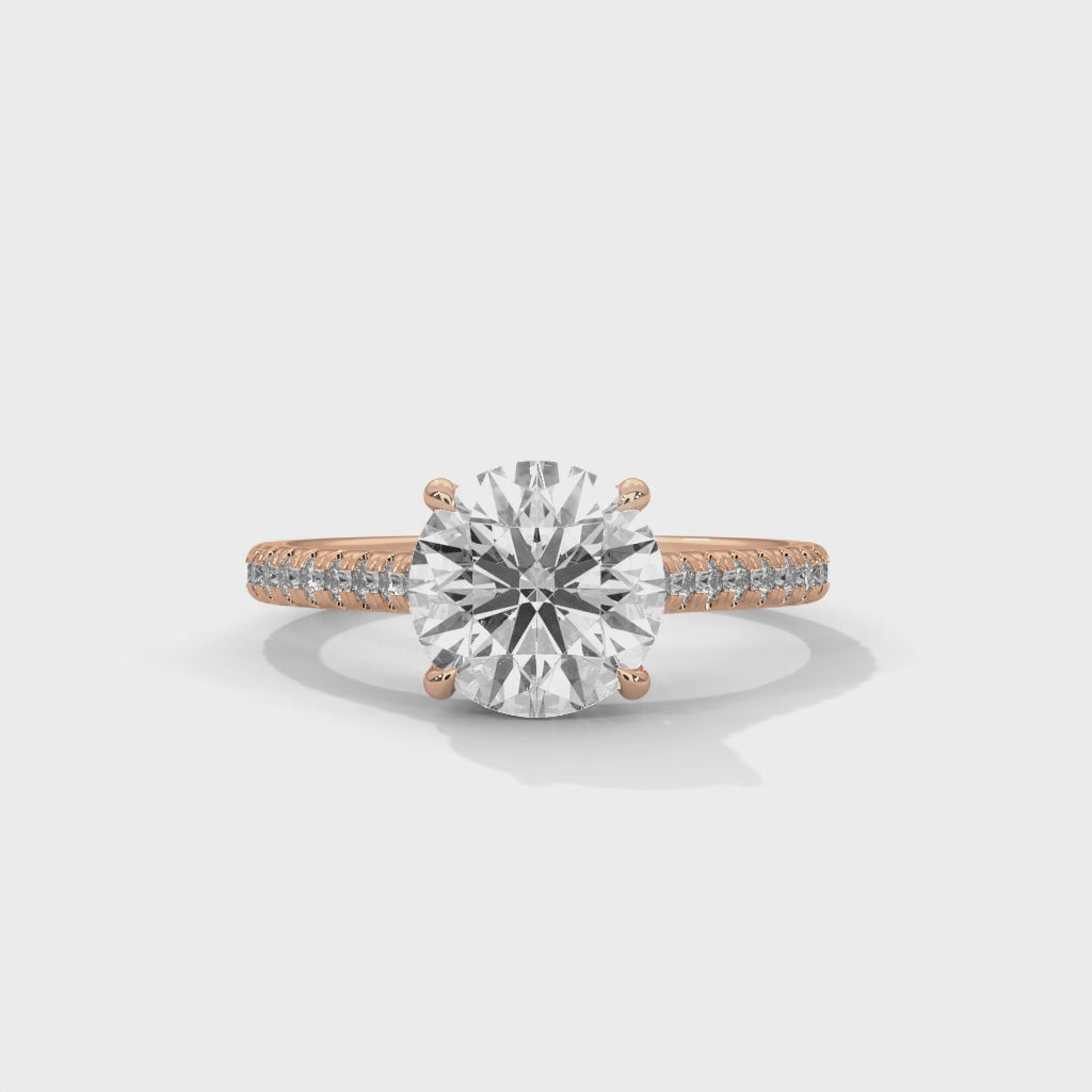 Round Brilliant Diamond Pavé Band Engagement Ring