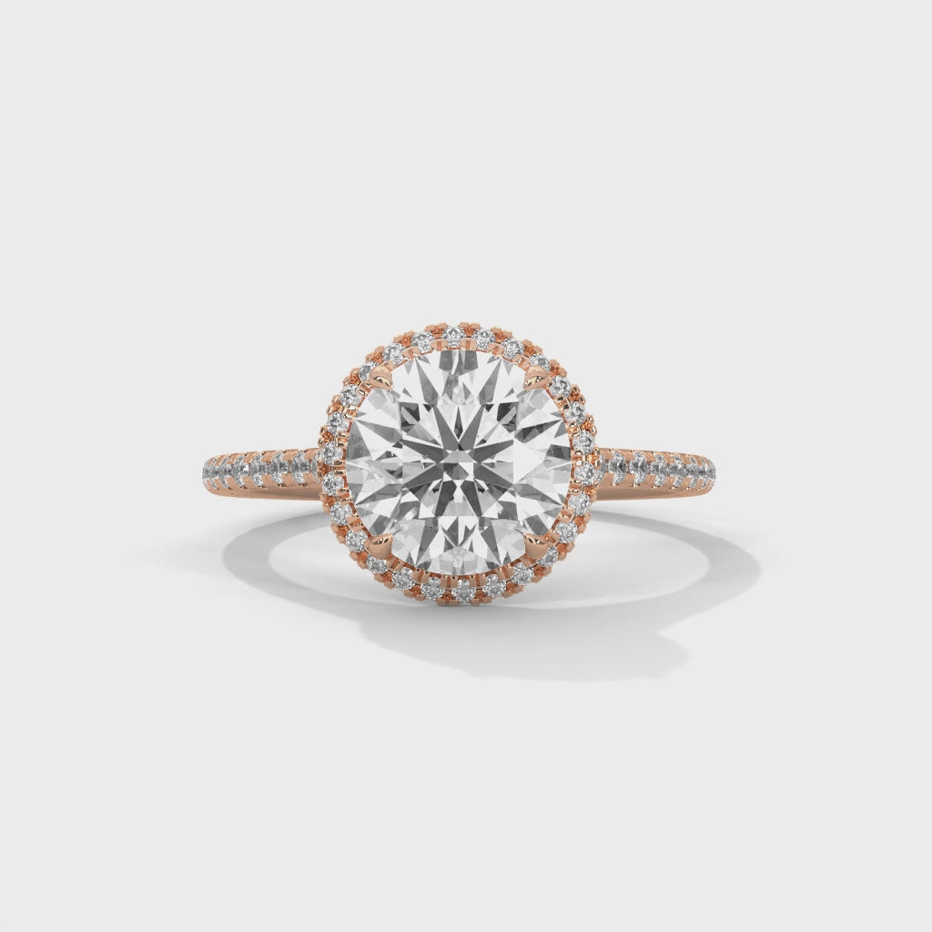 Round Halo Pave Diamond Engagement Ring