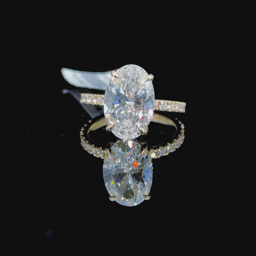 5.01 Carat Oval Lab Diamond Yellow Gold 3.85 Gram 14K Engagement Ring - Size: 7