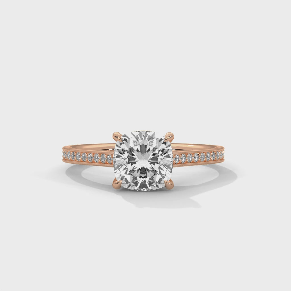 Cushion Cut Diamond Solitaire Engagement Ring